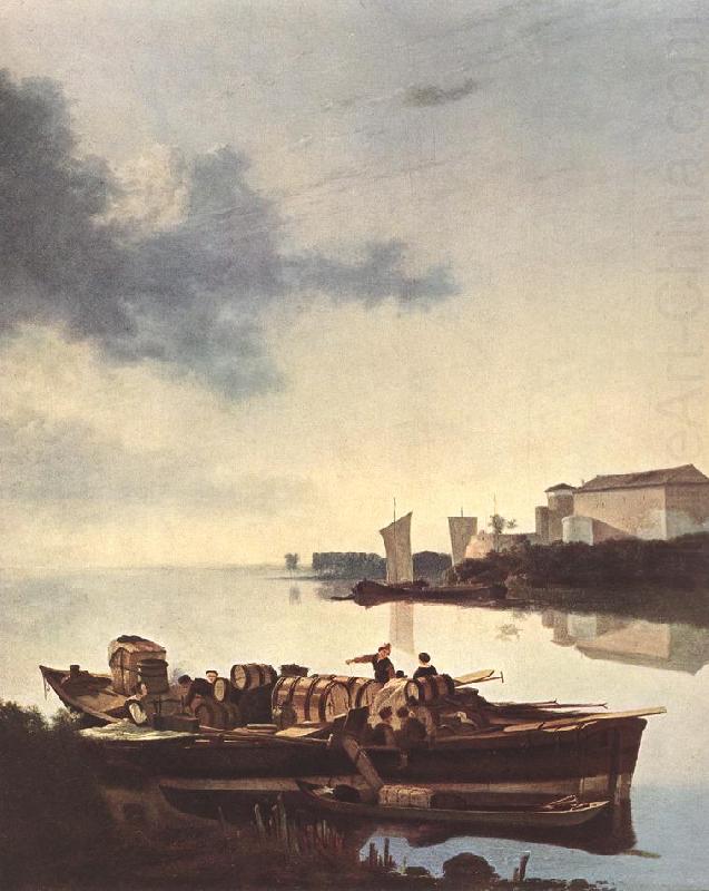 PYNACKER, Adam Barges on a River ag china oil painting image